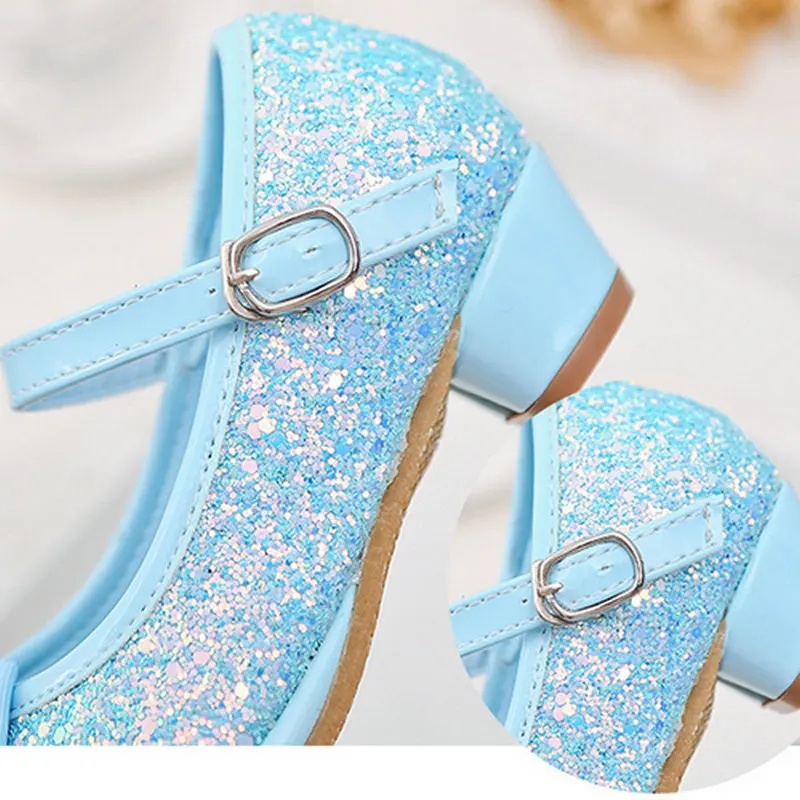 Модный чехол с бабочкой блестящие кожаные туфли принцессы для девочек Детские на