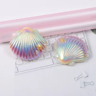 10 шт. Смола Kawaii Лазерная оболочка Flatback украшение из Неограненного драгоценного камня DIY аксессуары предметы для скрапбукинга украшения: 25*26 мм - Цвет: 2