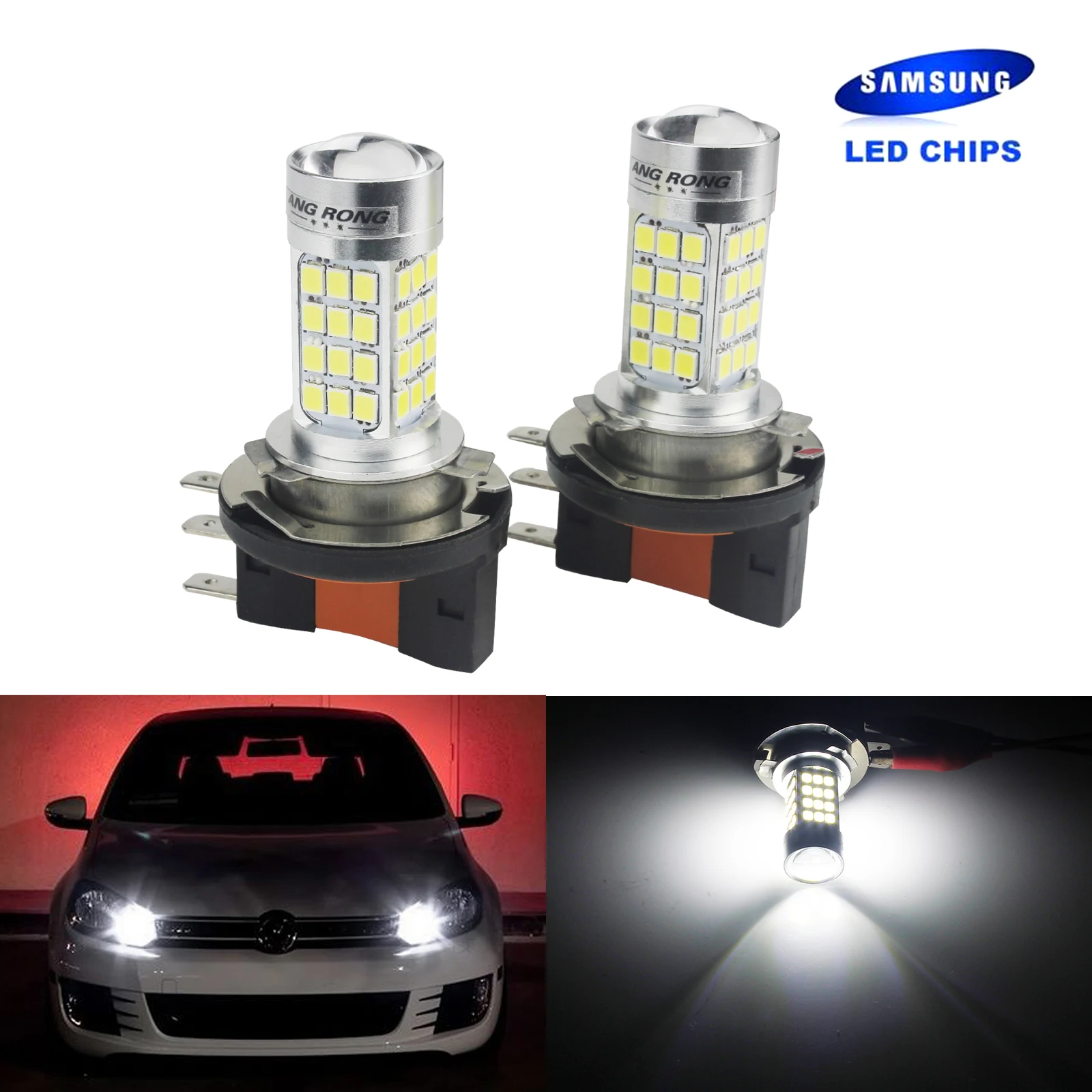 Angrong 2x40 Вт H15 64176 лампочка SAMSUNG 54 SMD светодиодный головной светильник дневного светильник белый 6000K для Audi A3 A5 A6 Q7