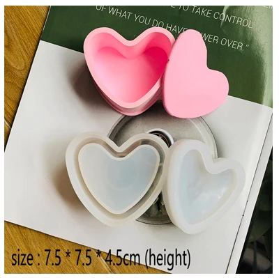 heart shape 2 шт./компл. Шестигранная Коробка для хранения силиконовая форма с губой сливы в форме сердца круглой квадратной формы дизайн эпоксидной смолы цементная штукатурка - Цвет: heart shape