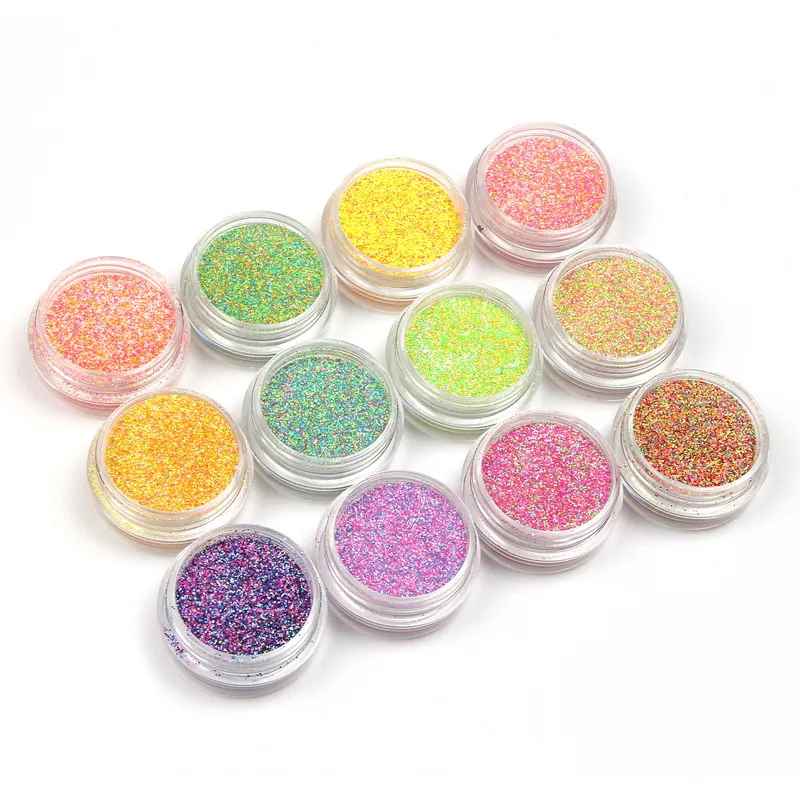Голографические разноцветные Блестки для ногтей 12 бутылок блестящие краски