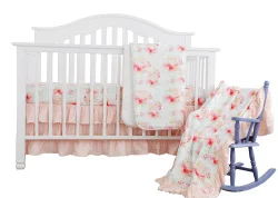 3 pieces set 3 шт., румяна, мята, комплект хлопковой кроватки для девочек, богемные Цветочные Детские постельные принадлежности, включая кроватку, простыню, юбка для детской кроватки, стеганое одеяло - Цвет: 3 pieces set