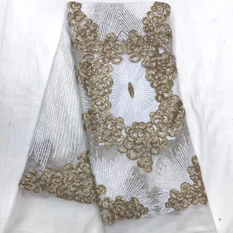 

New French lace fabrics, 2018 African sequence lace fabrics with embroidered chiffon delicate sequins fabrics