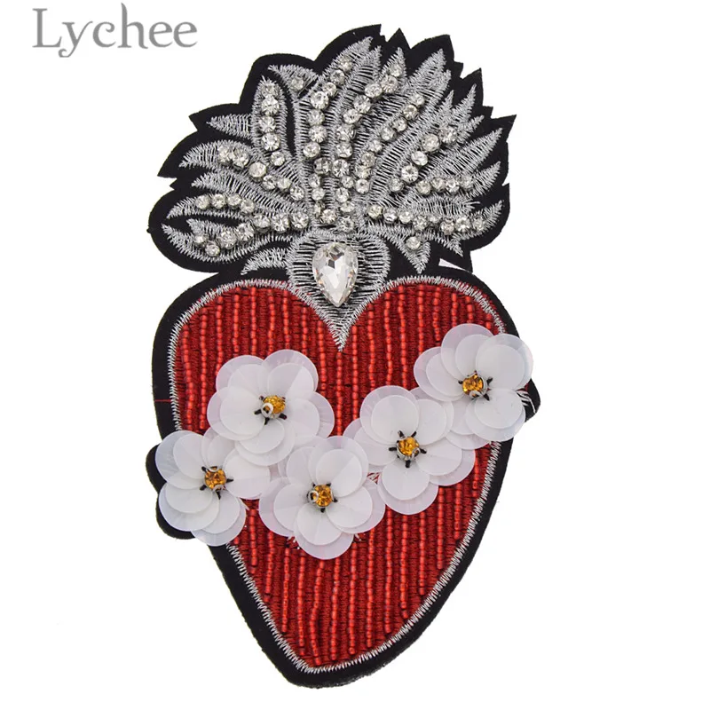 2 Lychee Стразы в форме сердца, украшенные бисером, 3D аппликация из кристаллов, ручная работа, швейные материалы для украшения одежды - Цвет: 2