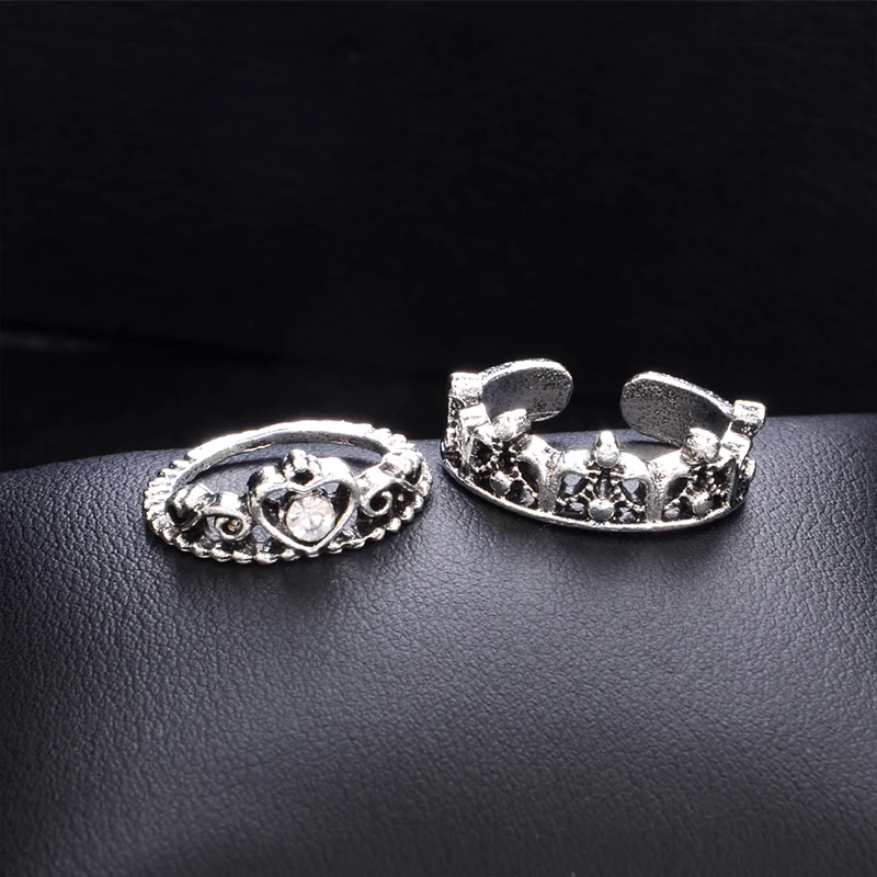 13 шт./компл. Женский комплект колец в стиле ретро с короной форме капли воды