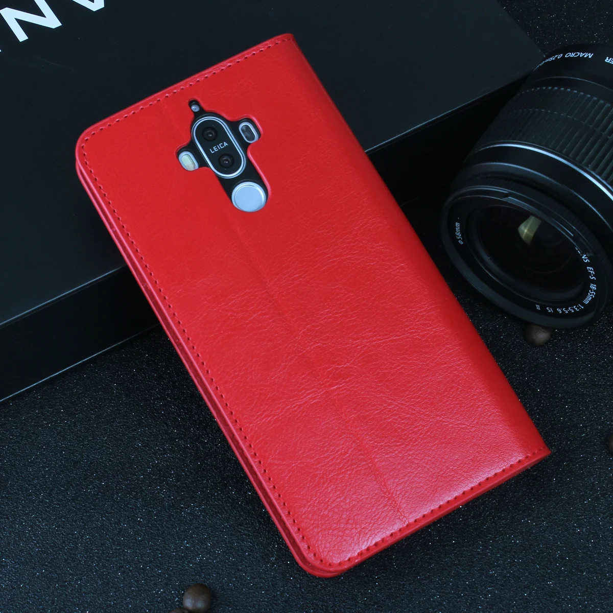 Роскошный чехол-кошелек для huawei Ascend mate 9 Кожаный Чехол Премиум откидная крышка для huawei mate 9 чехлы для телефонов - Цвет: Красный