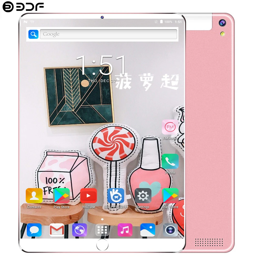 BDF 2020 новый 10 1 планшетный ПК Android 7 0 Поддержка Google Play 3G Call Quad Core Гб/32 ГБ Tab Wi Fi Bluetooth