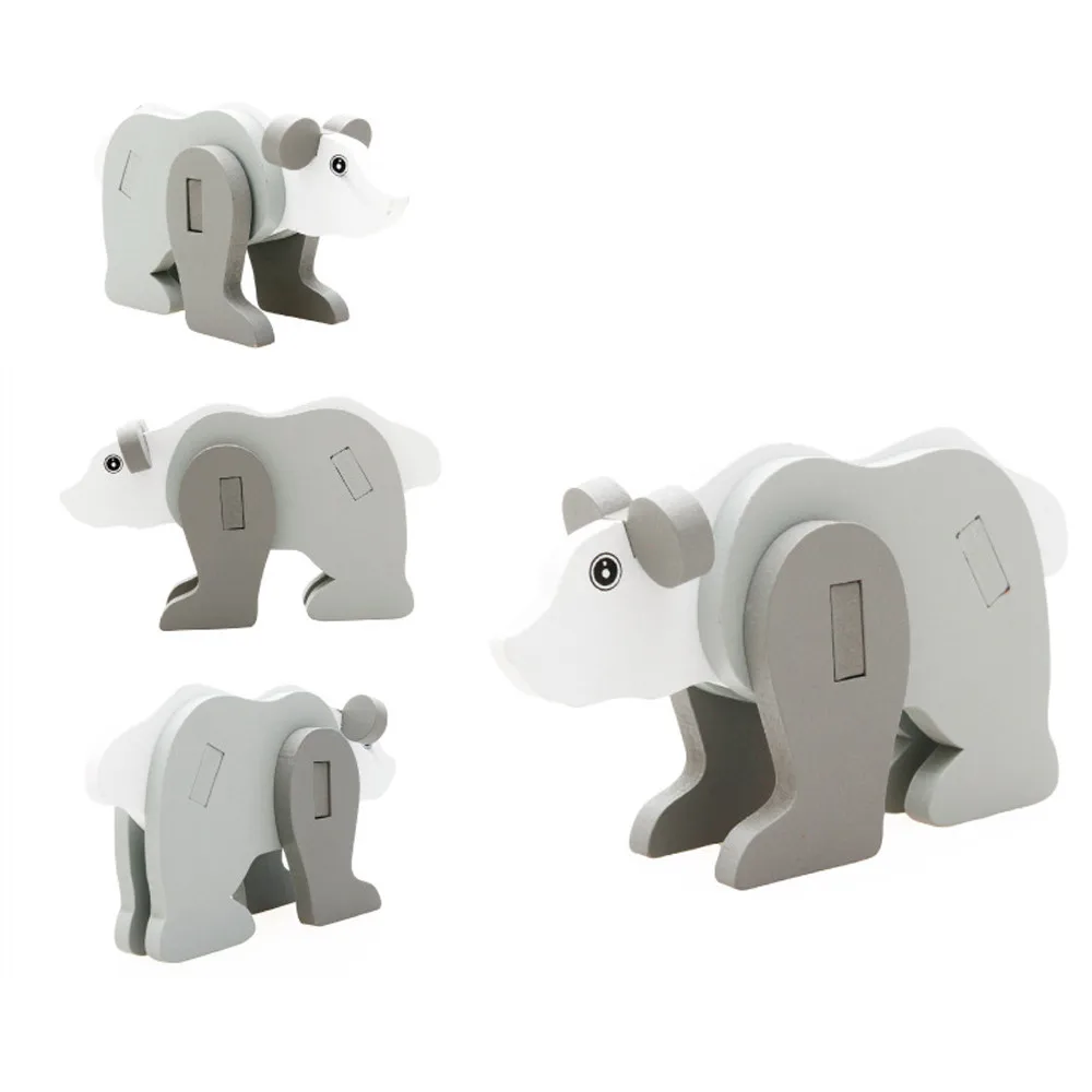 Polar bear 18 стиль Мини 3D Головоломка обучающие игрушки Монтессори дети Пазлы транспортных средств милые деревянные, с животными из мультиков красочные головоломки Дети подарок - Цвет: Polar bear