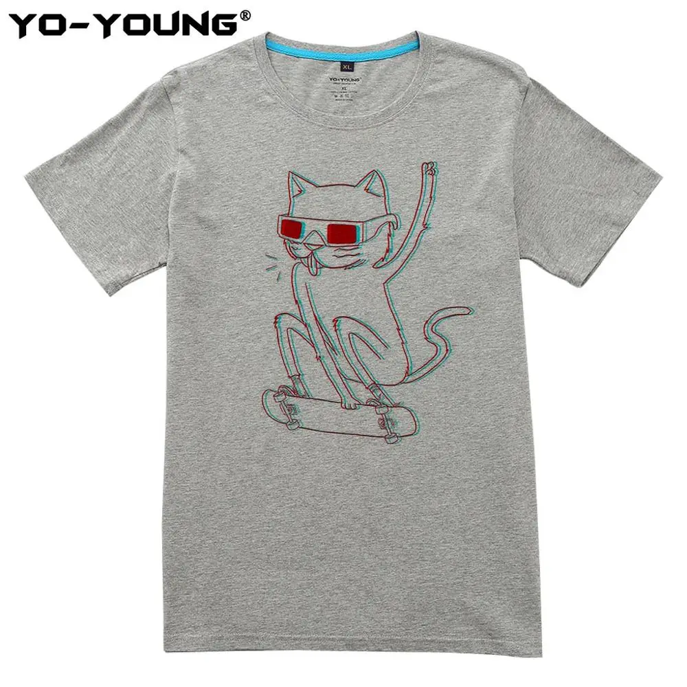 Футболки с изображением забавного кота Йо Янга уличная одежда унисекс футболки
