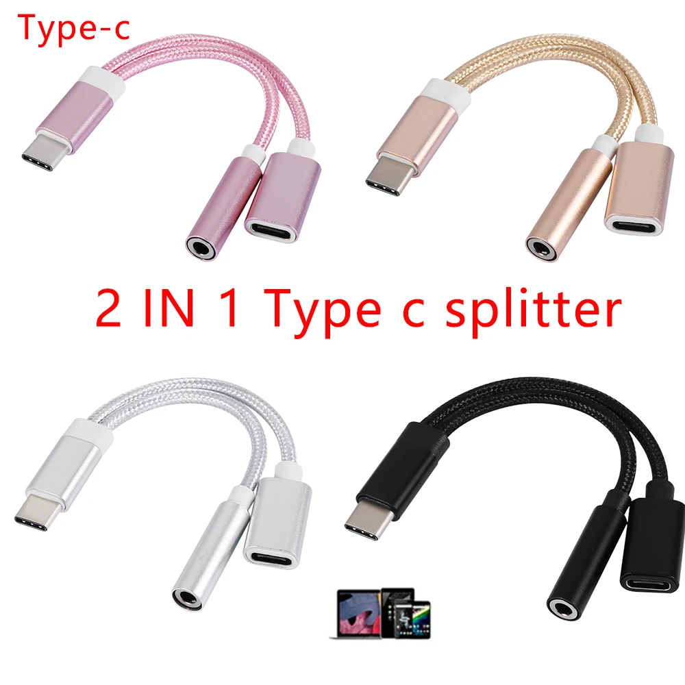 Аудиокабель с USB Type C на 3 5 мм Aux адаптер для наушников 2 в 1 разъемом кабель зарядки