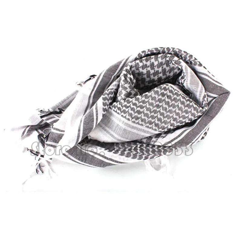 White Арабский хлопковый Шарф военный шемаг Keffiyeh тактический шарф в арабском стиле шаль шемаг головной убор для охоты армейский Военный Тактический - Цвет: White