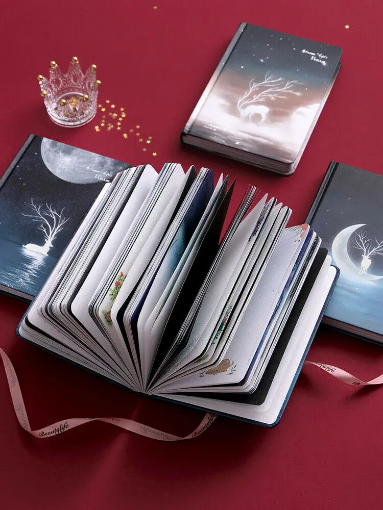 Светящийся Звездный Ночной светильник, ручная книга, Простая цветная страница, ручная роспись, записная книжка для девочек
