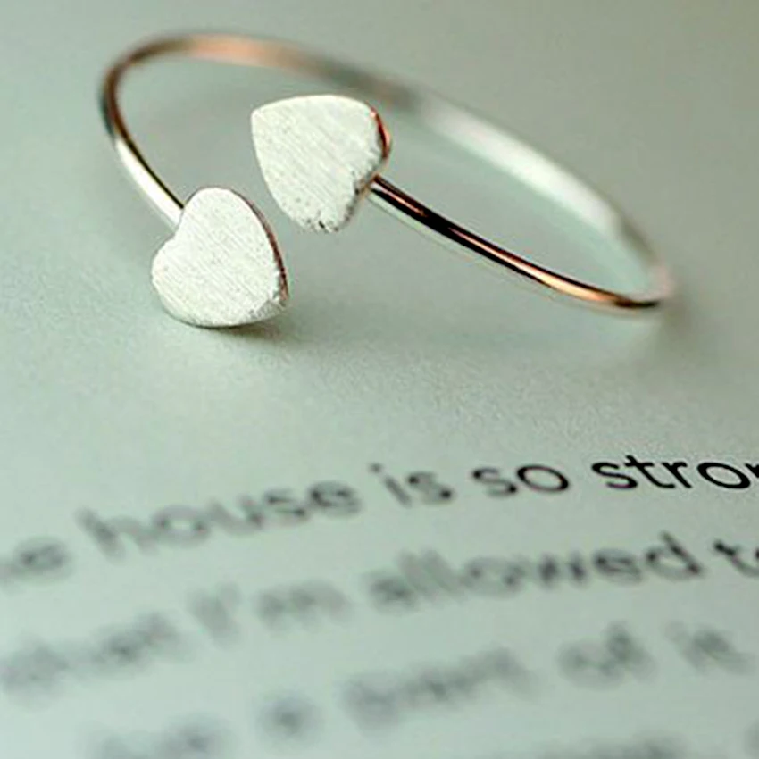 Kinitial кольцо разомкнутое серебристое двойная звезда сердце Треугольники для Для