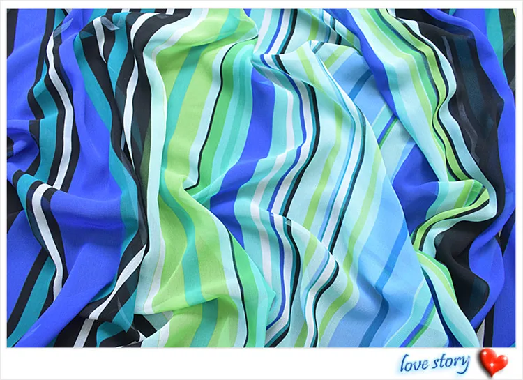 145x100 см элегантная Импортная мягкая шифоновая ткань в синюю полоску для женщин