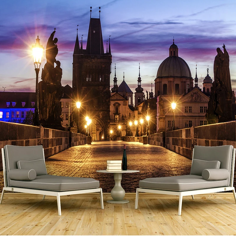 

Wallpapers modern Custom Size 3D Photo Outside Large City Night View 3D Visual TV Background Mural Home Decorative Paintings