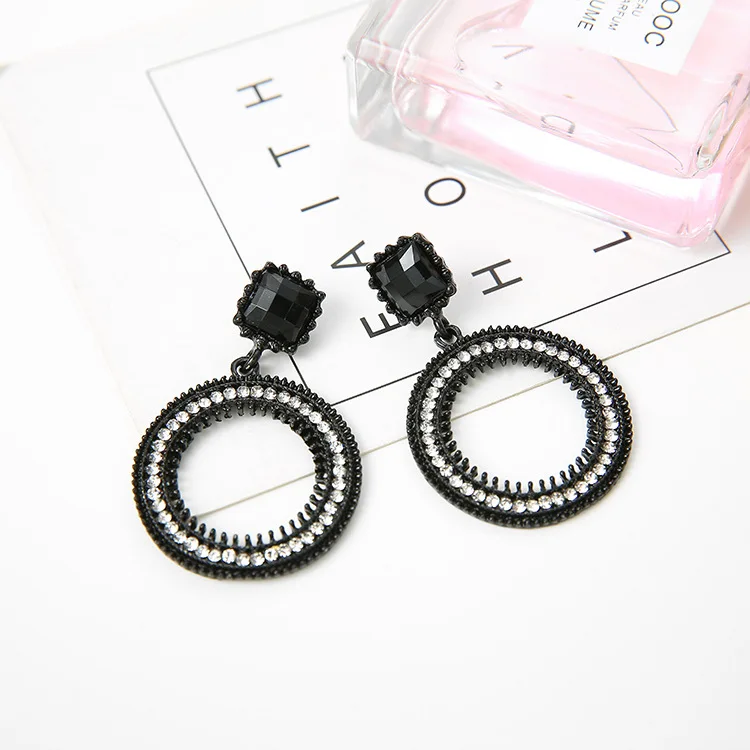 Classic Crystal Round Women Dangle Earrings Long Circle For Drops Exaggerated | Украшения и аксессуары