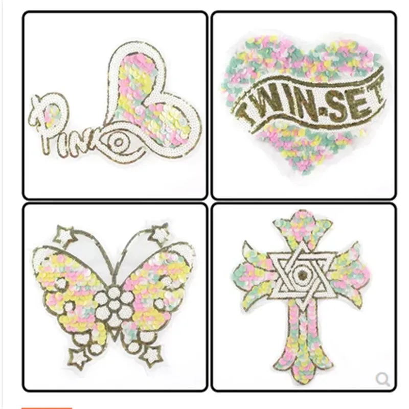 

Bowknot fish sequins stripes cowboy style applique Badge embroidered DIY accessory cloth patch Hand sewing 5pcs for sale