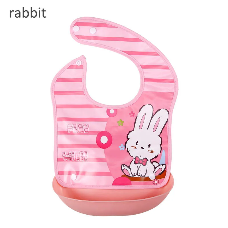rabbit Детские нагрудники EVA водонепроницаемые съемные Мультяшные Детские фартуки для Кормление новорожденных Слюнявчики детские слюнявчики полотенца регулируемые борфы - Цвет: rabbit