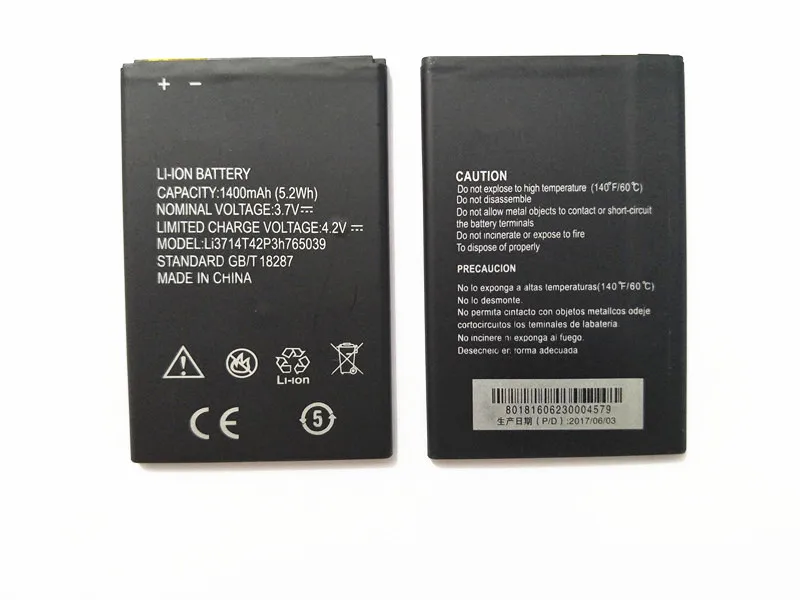 Аккумулятор AZK LI3714T42P3H765039 для телефона ZTE Blade A3 T220 AF3 T221 A5 AF5 3 7 в 1400 мАч|battery for|battery for