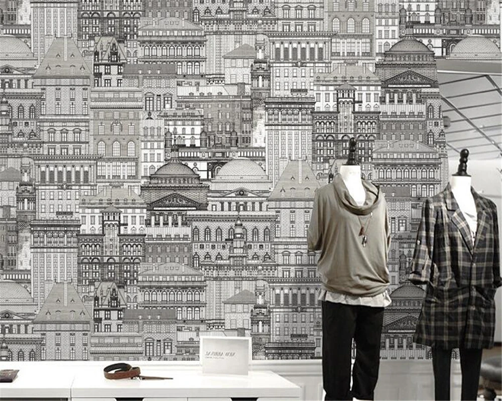 beibehang wallpaper City architecture photo clothing store fashion bedroom background wall papers home decor | Обустройство дома