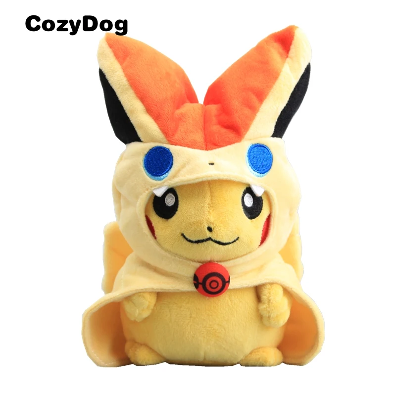 Костюм Пикачу пончо плюшевые куклы мягкие животные Мега Хо-о Lugia Lucario Rowlet Victini Rayquaza игрушки для детей Подарки - Цвет: Victini 8 inch