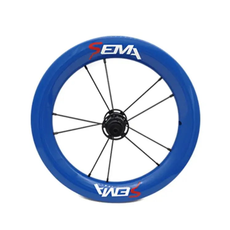 Blue Углеродные колеса, SEMA-C8, 12 дюймов, для детей, балансировочный велосипед с SKF 6802, керамический подшипник и титановый спиц, лучшее качество - Цвет: Blue