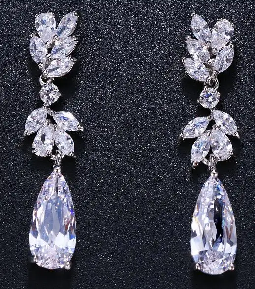 silver Emmaya, трендовые серьги в виде листьев, 3 цвета, высокое качество, кубический циркон, серьги для женщин, свадебные украшения, подарок - Окраска металла: silver