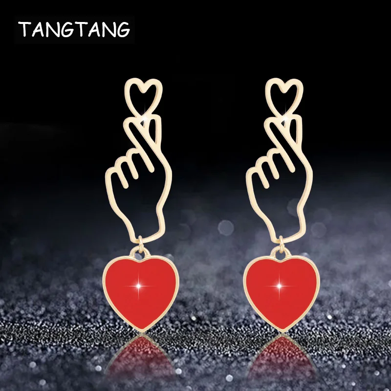 Красные серьги TANGTANG элитные ювелирные изделия матовые золотые для женщин руки
