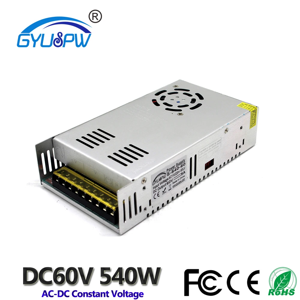 DC источник питания 60V 9A 540W трансформатор драйвера AC110V 220V к DC60V адаптер для ЧПУ
