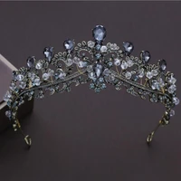 kmvexo baroque black wedding tiara headband rhinestones bridal hair accessories vintage crowns bride diadem pageant hair jewelry
