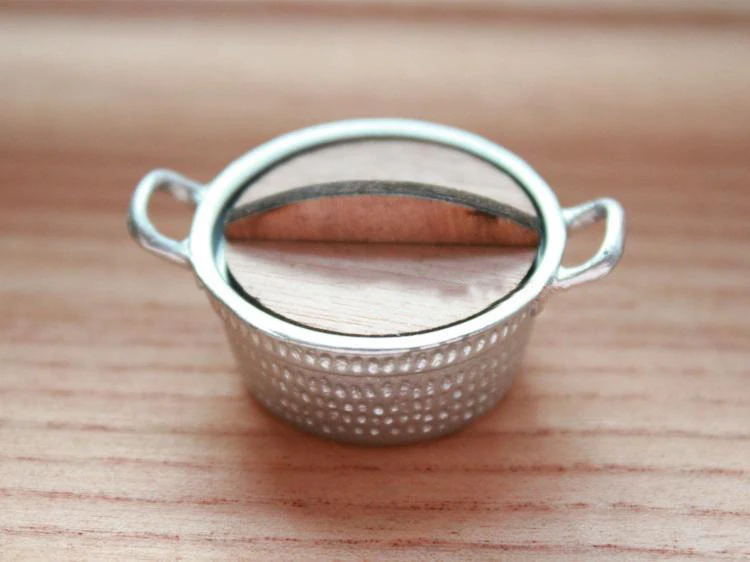 G10-X021 children baby gift Toy 1:12 Dollhouse mini Furniture Miniature rement accessories Burdock Teppanyaki Grey Pattern Pot | Игрушки и