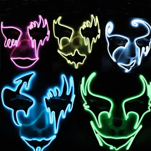 Хэллоуин пугающая Маска Косплей Led маска для костюма светодиодный провод вверх
