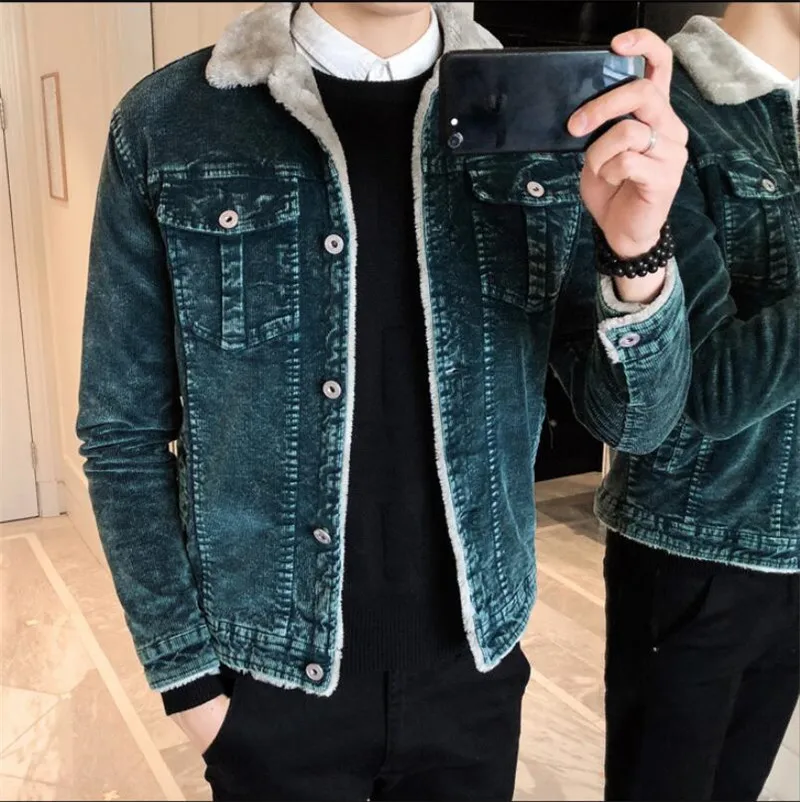 Мужской воротник из овечьей шерсти, вельветовое хлопковое пальто, зимняя утепленная модная мужская хлопковая куртка, тонкая куртка, много размеров m-xxxl