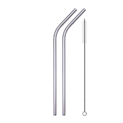 silver 2X1PCS 21,5*0,6 см питьевой соломы Многоразовые трубочки с чистящая щетка комплект Высокое Качество Эко-дружественных Нержавеющая сталь металлическая соломинка для кружки - Цвет: silver 2X1PCS
