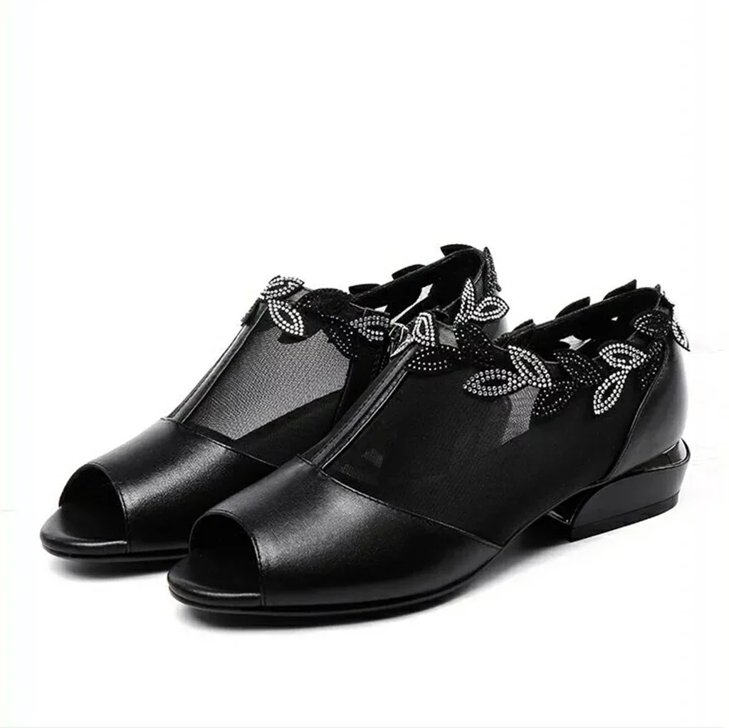 SAGACE/летние женские пикантные босоножки на толстой подошве украшенные