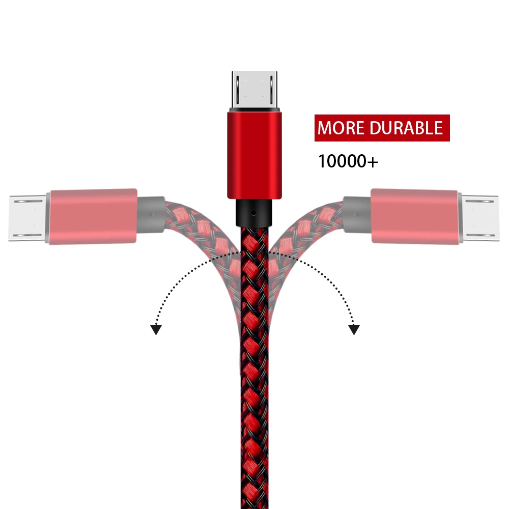 CAMDEMS 1 м 3 фута Плетеный Нейлоновый micro V8 usb кабель для передачи данных набор