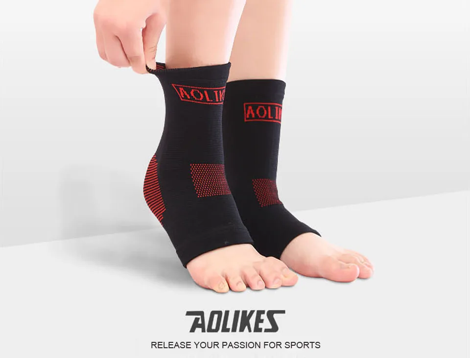 AOLIKES 1 пара компрессионная эластичная поддержка лодыжки баскетбольная спортивная защита лодыжки дышащая