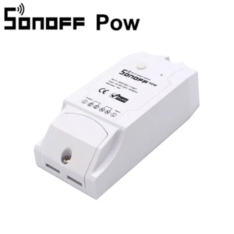 Sonoff POW Интеллектуальный выключатель света Sonoff Pow R2 16A Интеллектуальный переключатель Wi-Fi с более высокой контроль точности энергии Применение интеллектное устройство передачи энергии измерительный работает с Google Home - Комплект: Sonoff POW