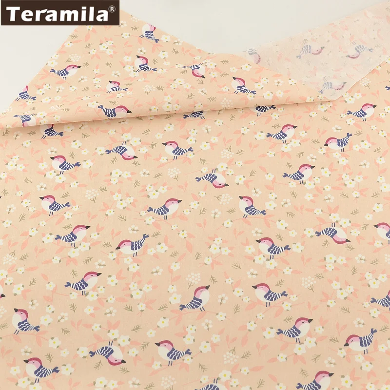 TERAMILA 100% Cotton twill fabric Clothing Patchwork DIY bedding Beige Bird Style Home Textile Quilting scrapbooking Tissue|cotton twill|cotton