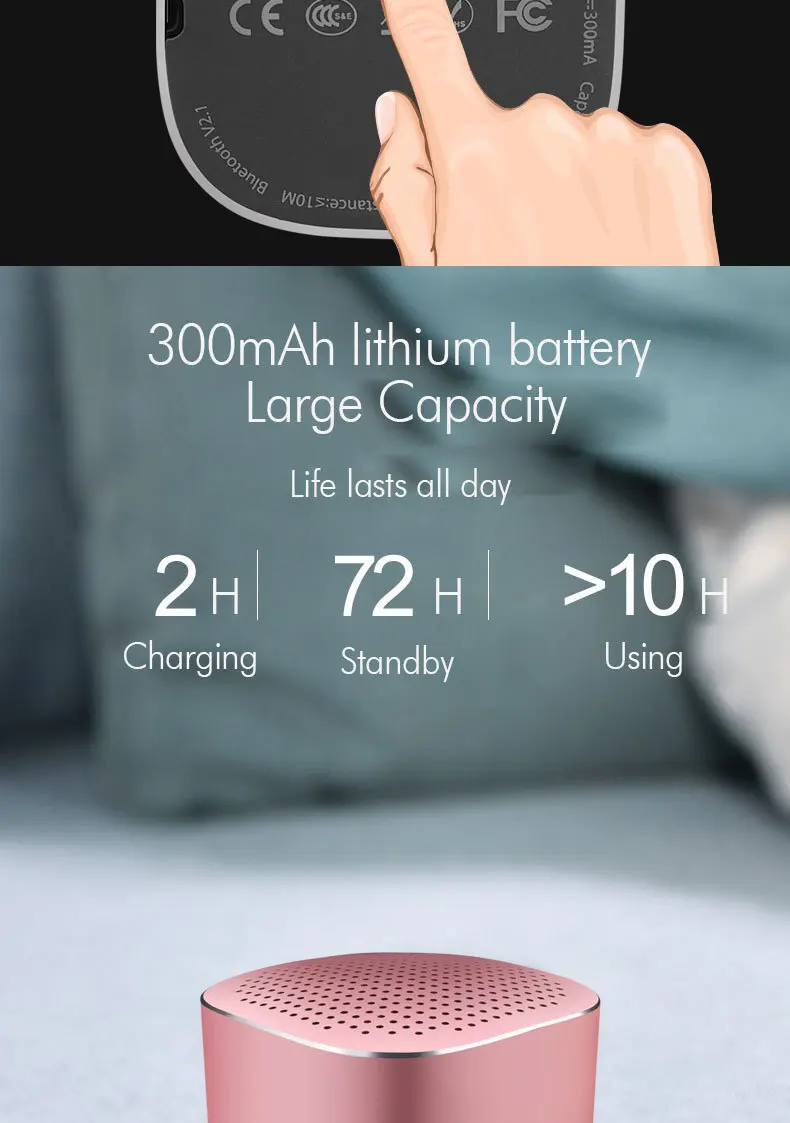 Mini Steel Bass Bluetooth Speaker Hifi Stereo Smart Portable Wireless Water Resistance Better With Microphone | Электроника