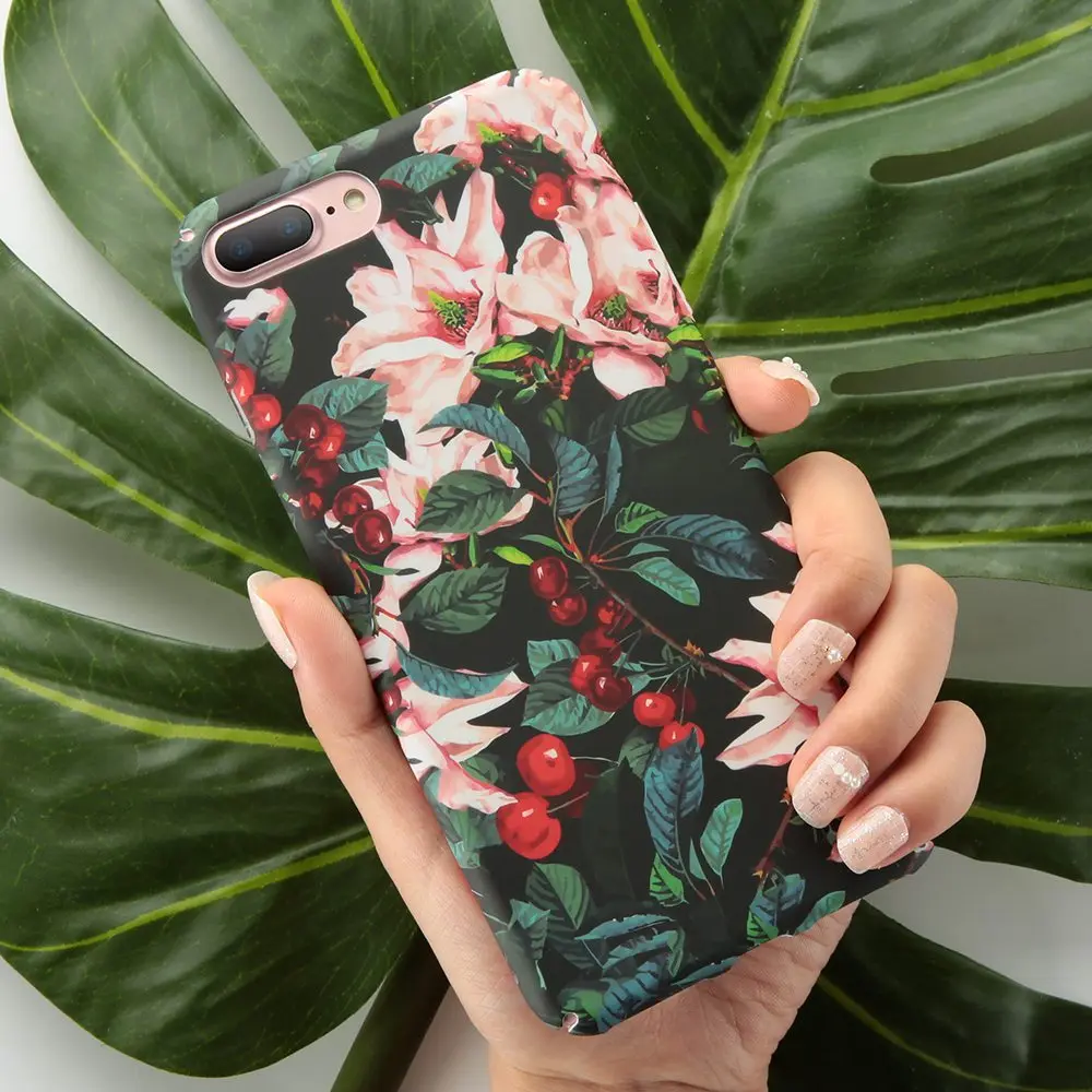 KISSCASE For Case iPhone 7 Fashion Leaf Hard PC Back Cover Plus Phone Fundas 7Plus iPhone7 Coque |