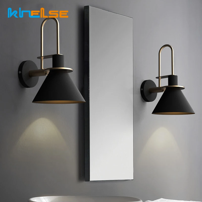 

Nordic Mirror Wall Lamp Bedside Lamp Modern Bedroom E27 Wall Light Living Room Walkway Stair Simple Iron Clarion Lighting Decora