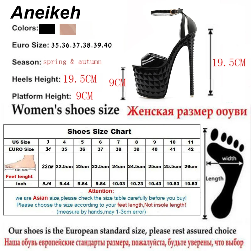 Aneikeh/ г. Женские босоножки из PU искусственной кожи Вечерние туфли на высоком тонком каблуке с открытым носком и закрытой пяткой Офисная Женская обувь на платформе черного и абрикосового цвета, размеры 35-40