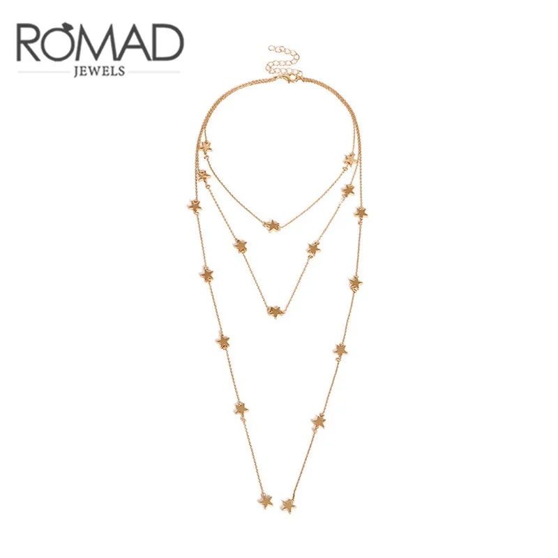 ROMAD Multi Слои Star кисточка-чокер Цепочки и ожерелья для Для женщин Личность себе колье длинное Цепочки и ожерелья s День Святого Валентина подарок R5