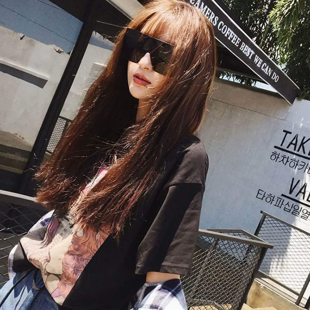 Квадратные плоские большие женские солнцезащитные очки оправа унисекс для