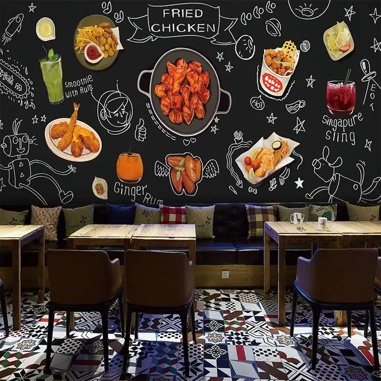 3d Роспись на заказ мультяшная Корейская кухня жареная еда фотообои для магазина