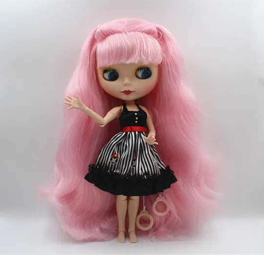 Кукла Blygirl Blyth розовая челка с закрытыми глазами матовое лицо телесная кукла 30 см