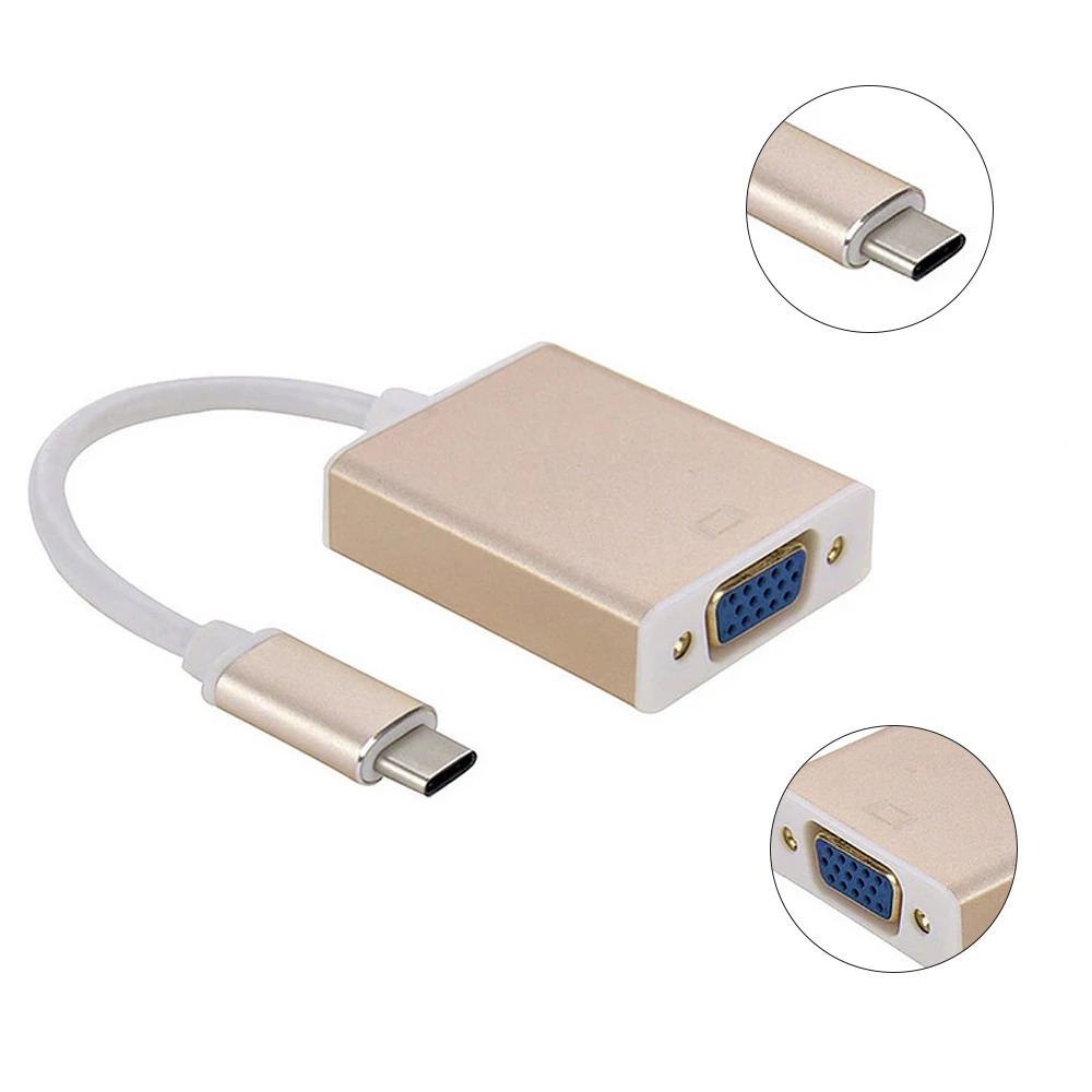 TUTUO USB 3 1 Тип C папа к VGA Женский конвертер разъем USB-C Кабель-адаптер для Apple Macbook