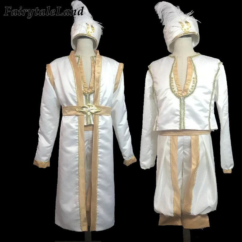 Prince Aladdin Costume Hot Movie Cosplay Aladdin and the Magic Lamp Outfit White Suit Coat