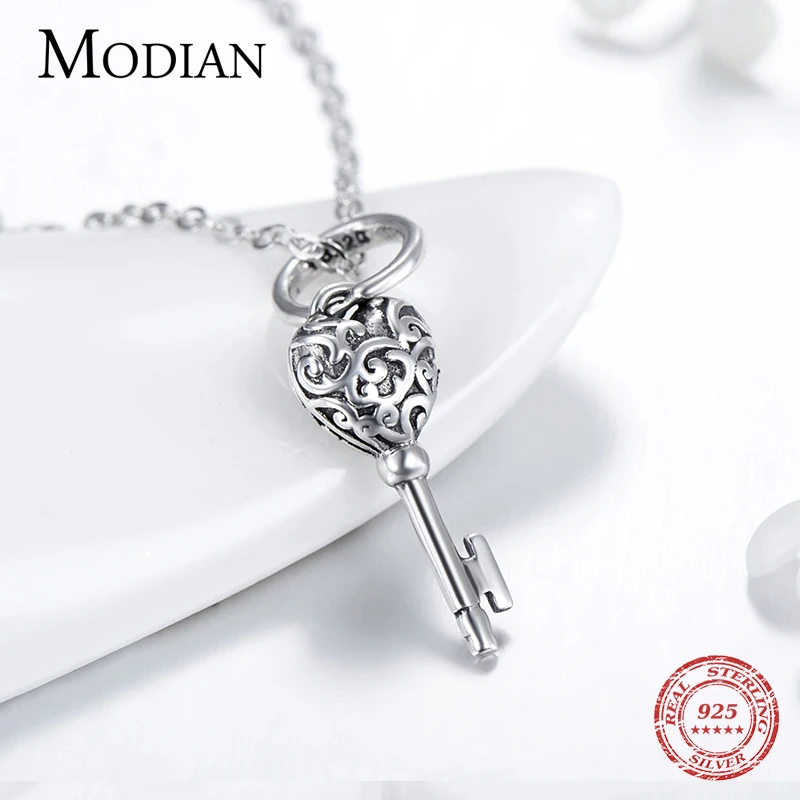 Modian Настоящее 925 пробы серебряные винтажные классические ювелирные комплекты модные с кольцом ожерелье кулон для женщин Свадебные ювелирные изделия